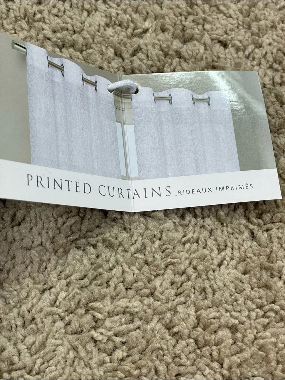 Grommet Window Panel Pair - White with Metallic Silver Pattern